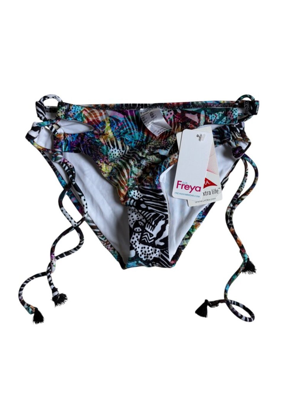 NWT Freya Swimwear Side Tie Bikini Bottom (Multi-Color Zebra) - XS